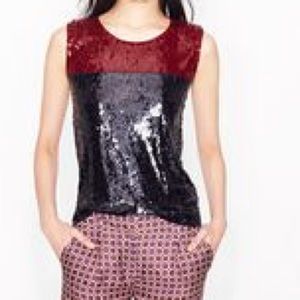 Jcrew Sequin Tank Maroon/Navy