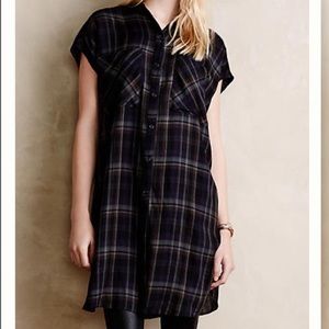 Anthropologie plaid shirt dress