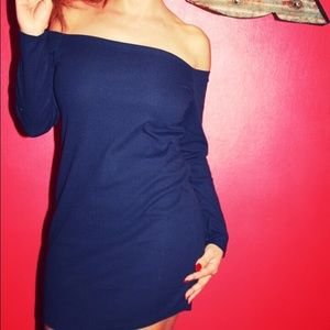 Sexy Little Dark Navy off the shoulder dress