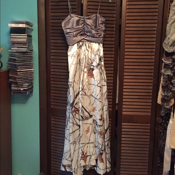 Homemade silver/camo prom dress