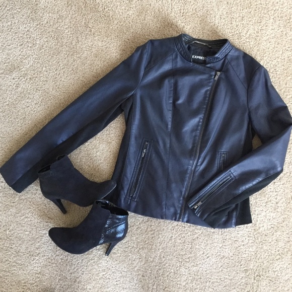 Stunning Navy & Black Moto Jacket