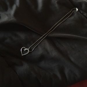 Sterling silver and diamond chip heart necklace