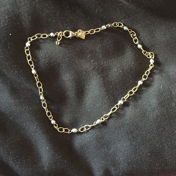 10K plated ankle bracelet with faceted beads - Picture 1 of 1