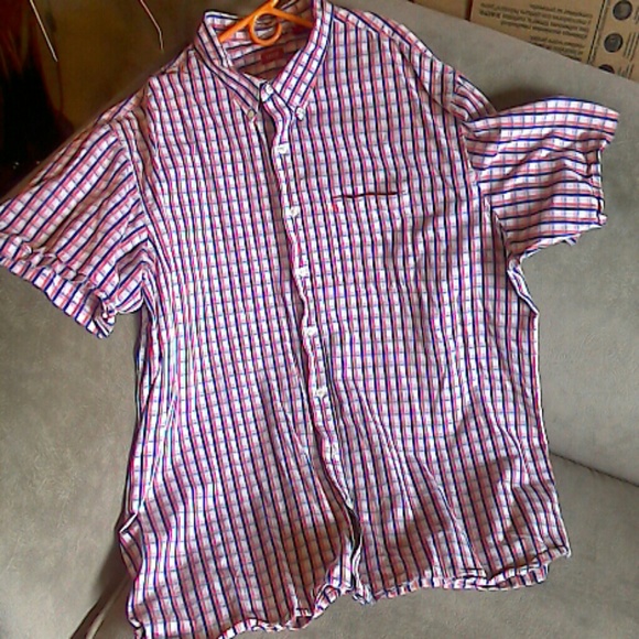 Excellent Izod Plaid Collar Shirt Short Sleeve 4xl