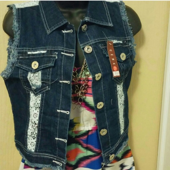 😍1 Small left Price⬇/Denim Ivory vest😍 - Picture 2 of 4