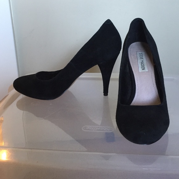 Black suede pumps