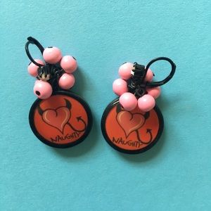Betsy Johnson Nice or Naughty(front&back)Earrings