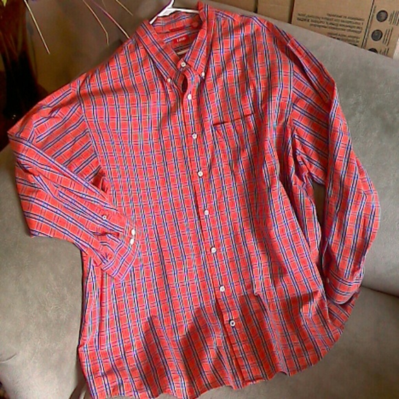 Excellent IZOD 4XL/4TG/4XG Plaid LS Collar Shirt