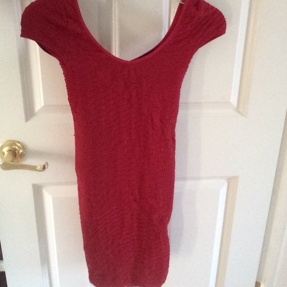 Red body con dress