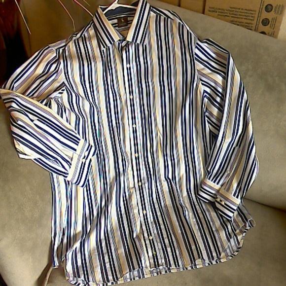 Tailorbyrd Size 3XL Mens Collar Striped Shirt LS