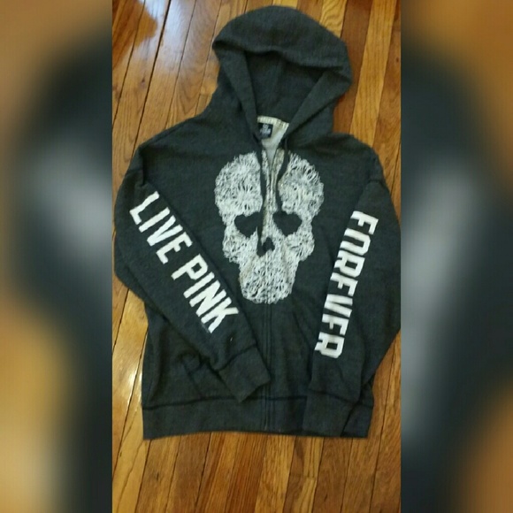 PINK candy skull zip up hoodie