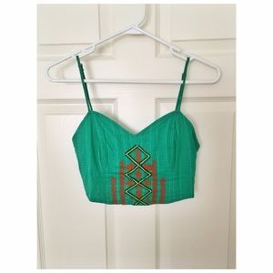 Turquoise tribal print crop top