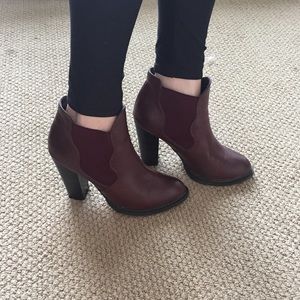 Burgundy ankle booties