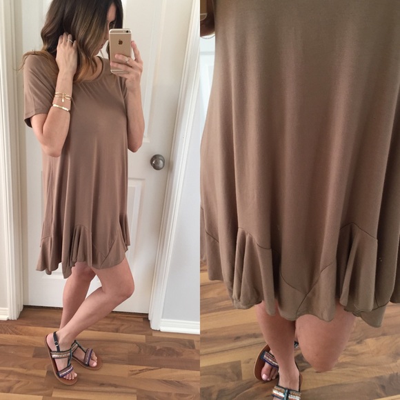 SOLD OUT • Mocha Ruffle Dress - Picture 2 of 4