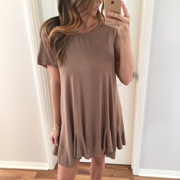 SOLD OUT • Mocha Ruffle Dress - Picture 3 of 4