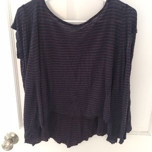 Urban Outfitters High-low Red & Blue Striped Tee