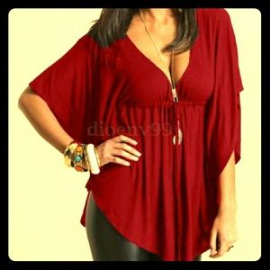 Sexy V-neck Batwing Top - Sz XL