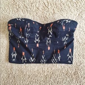 Navy blue and tribal print crop top