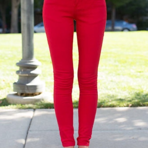 Juicy Couture kids red skinny jeans with studs