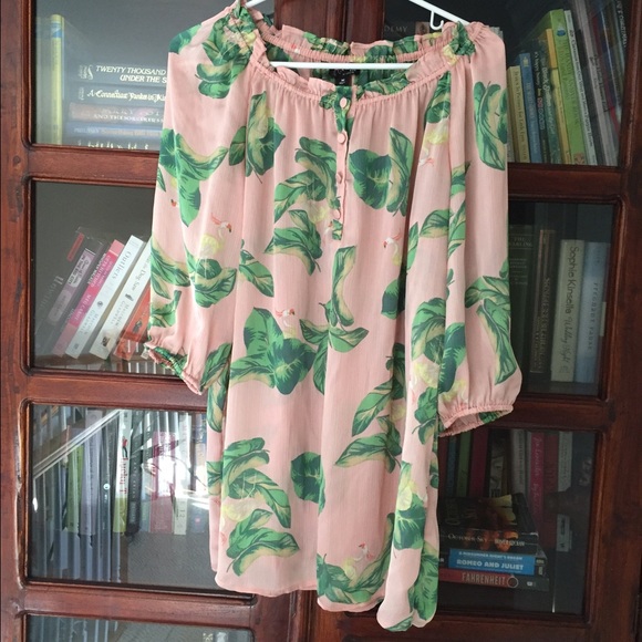 tropical print crinkle chiffon top > target