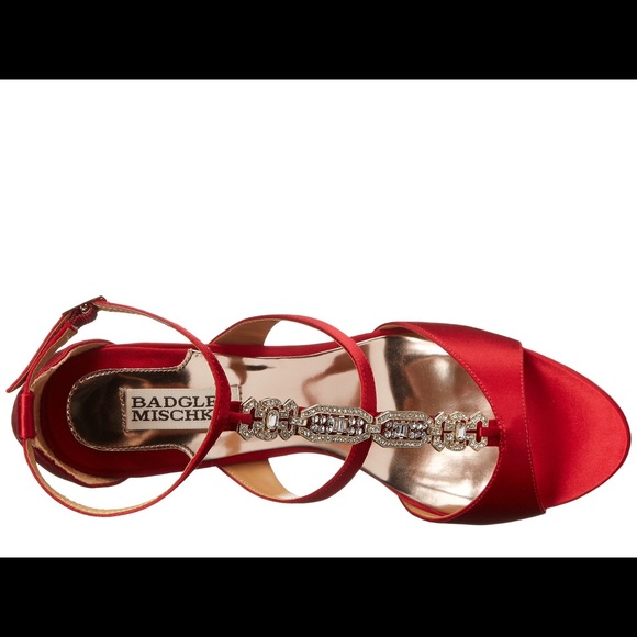 Badgley Mischka pilar red satin heels - Picture 3 of 4