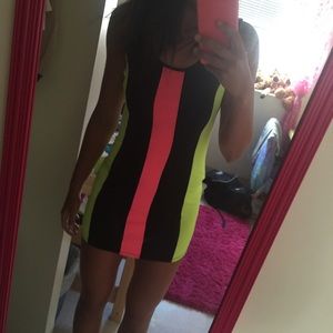 Body con mini black neon dress