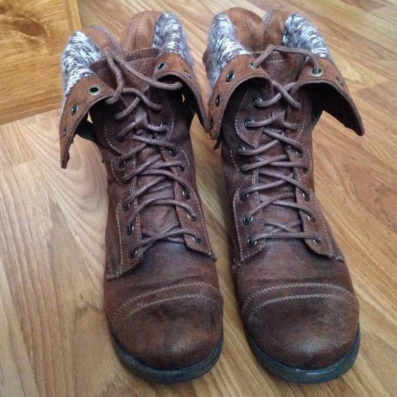 Cute brown combat boots