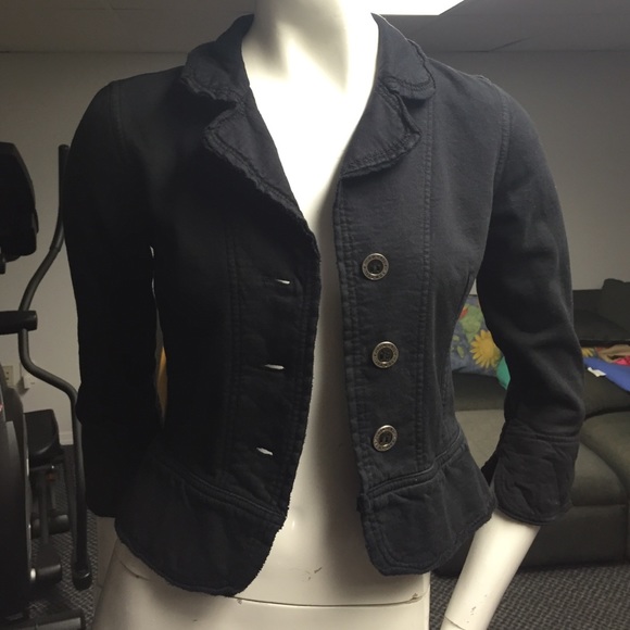 Black cropped peplum hard tail jacket