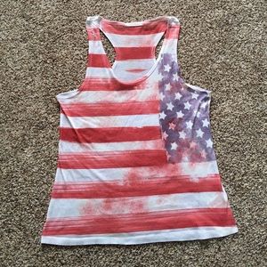 Racer back tank, American flag graphic