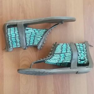 Coconut Blue Beaded Sandals