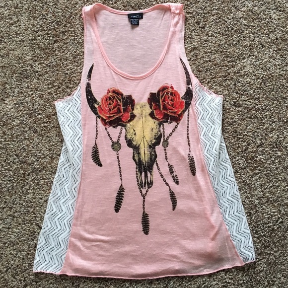 Graphic tank top with Lacey sides! Small. Rue 21.
