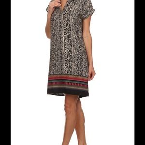 Black and Cream Printed All Over Shift Dress