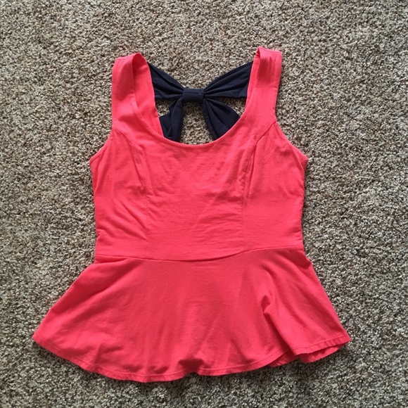 Pink and blue peplum tank top, medium