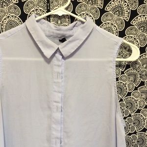 Button-Up Lilac Collared Sleeveless Blouse