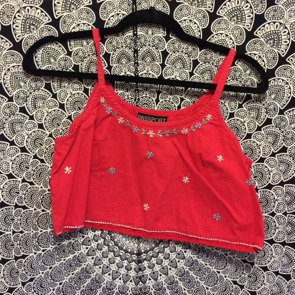Red, Floral Crop Top