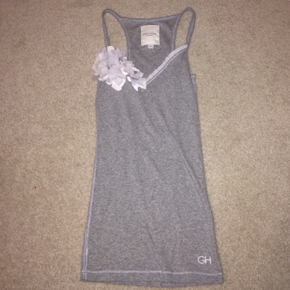 Gilly Hicks XS flower embellished grey tank top