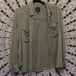Navy Green Boyfriend Shirt