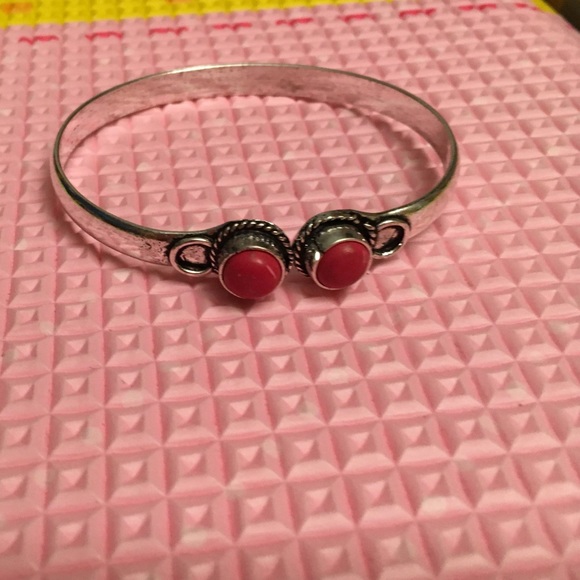 Red Garnet stone cuff 2 stone cuff