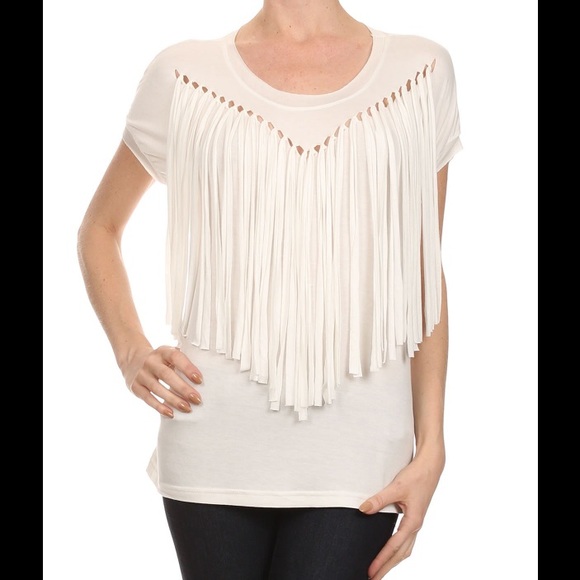 Freeway Tops - White Fringe Detail Top