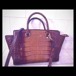 LOWERED!!! Michaels Kors Selma Brown Embossed bag