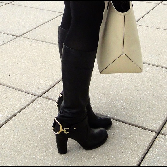 juicy couture black leather boots - size 7.5