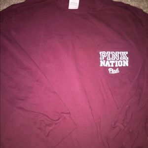 VS Pink long sleeve garnet tee. Size small