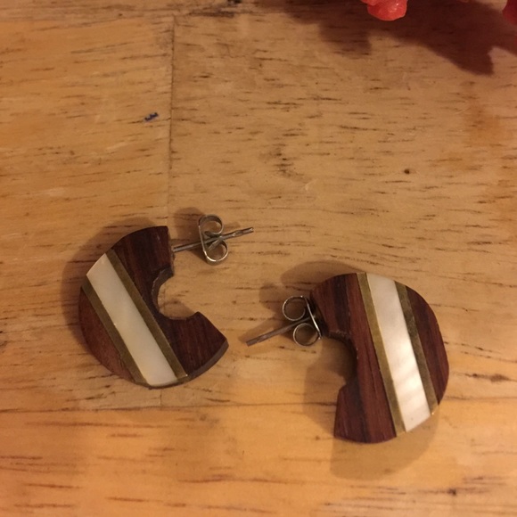 Ebony wood mop earring