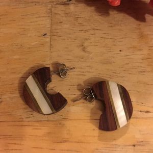 Ebony wood mop earring