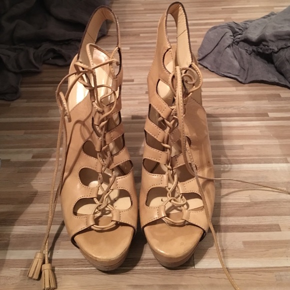 Louboutin lace up heels