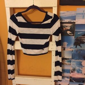 A&F Striped Long Sleeve Crop Top