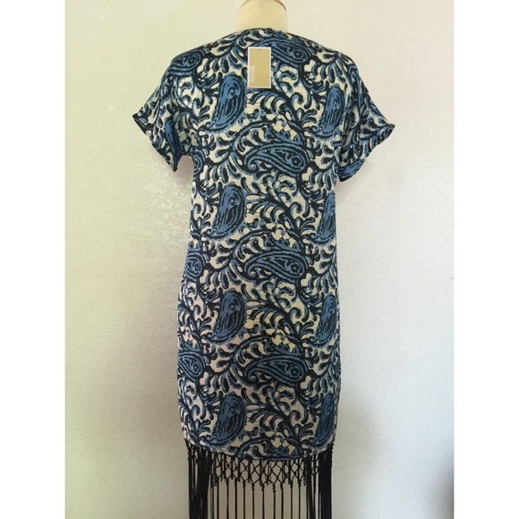 💙NWT💙MICHAEL KORS Kathumar Paisley Fringe Dress - Picture 2 of 4