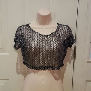 MOTEL ROCKS Metallic Mesh CropTop (XS)