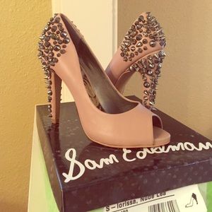 Sam Edelman Peep Toe Nude Spiked Heels