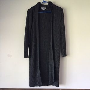 Long grey sweater/cardigan with hood
